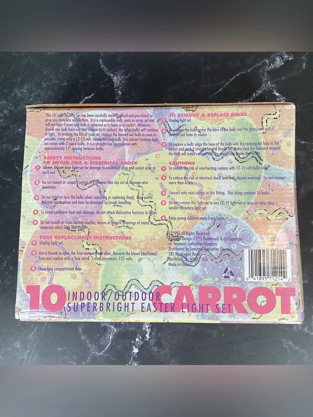 1996 Vtg Easter String Lights Carrots Hard Plastic - Tested Indoor/Outdoor